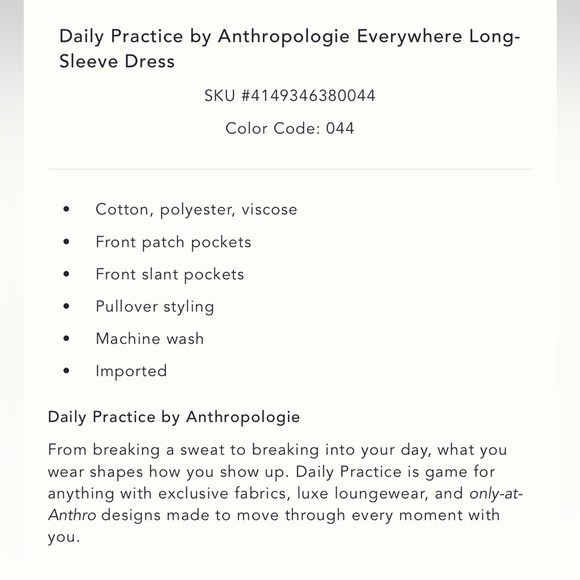 Anthropologie Dark Gray Everywhere Long Sleeve Dress - Picture 5 of 7